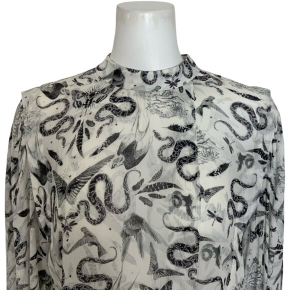 AllSaints Jasmine Somnium Top Blouse 4 Sheer Snake Design - Picture 7 of 12